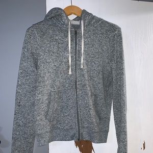 Grey hoodie.